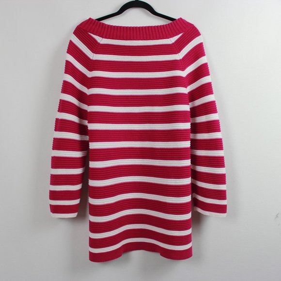 Talbots Pink White Striped Rib Knit Sweater - Picture 14 of 14